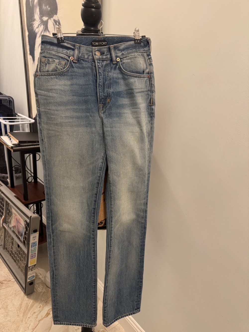 Tom Ford Straight-Leg Light Blue Washed Jeans